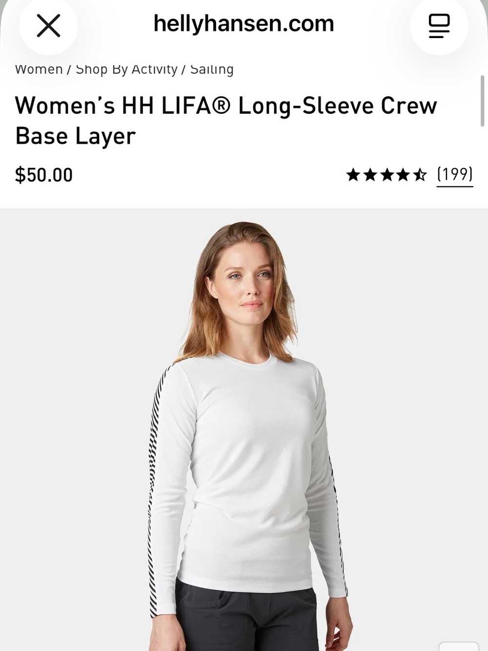 Helly Hansen Women’s HH LIFA White Stripe Long Sleeve Ski Base Layer S- Like New
